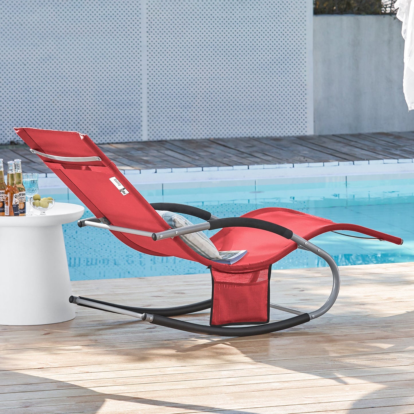 SoBuy Comfortabele Swingstoel - Rood - Metalen Frame
