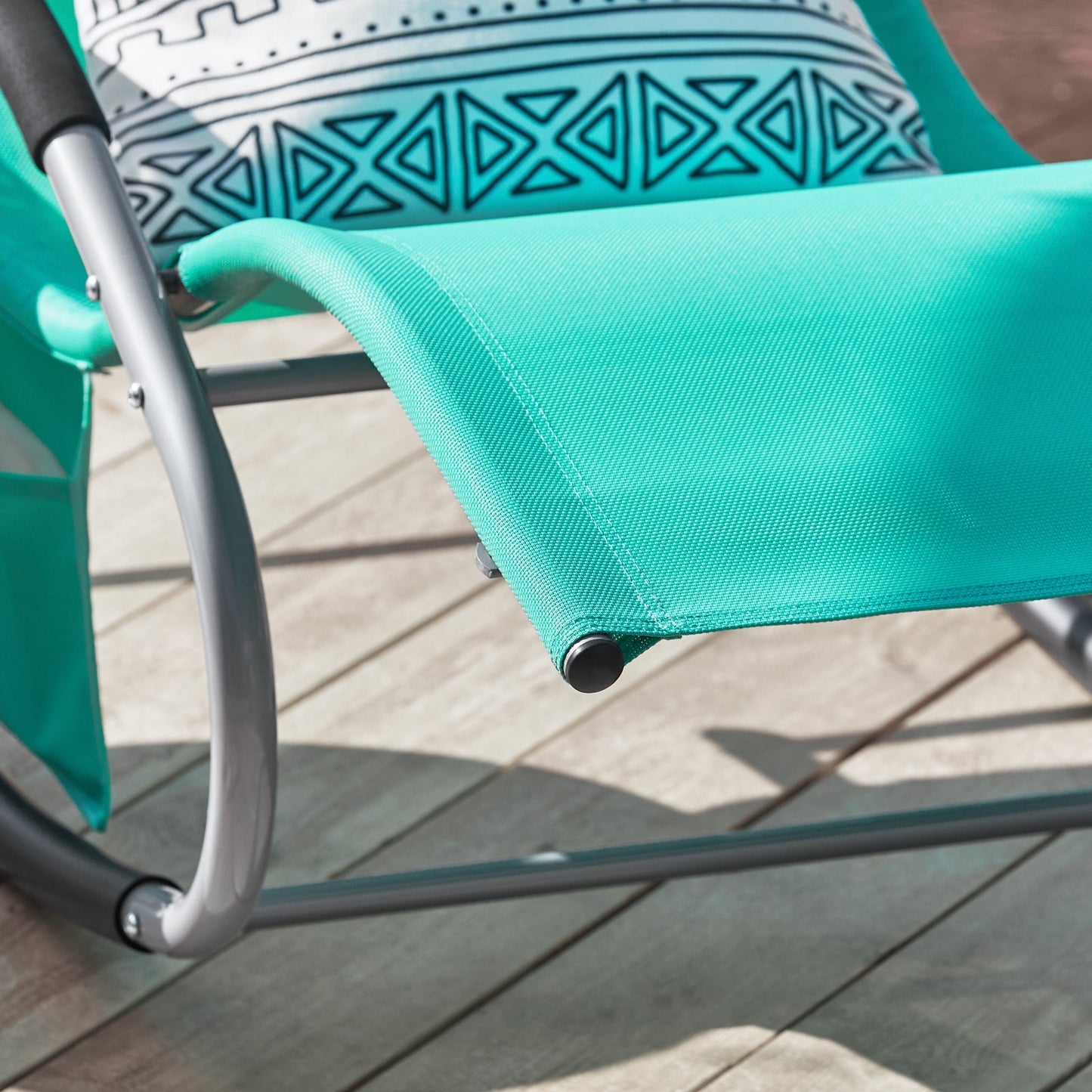 SoBuy Ligstoel OGS28-TB - Met Schommelpoten en Hoofdkussen - 150 x 63 x 83 cm - Groen
