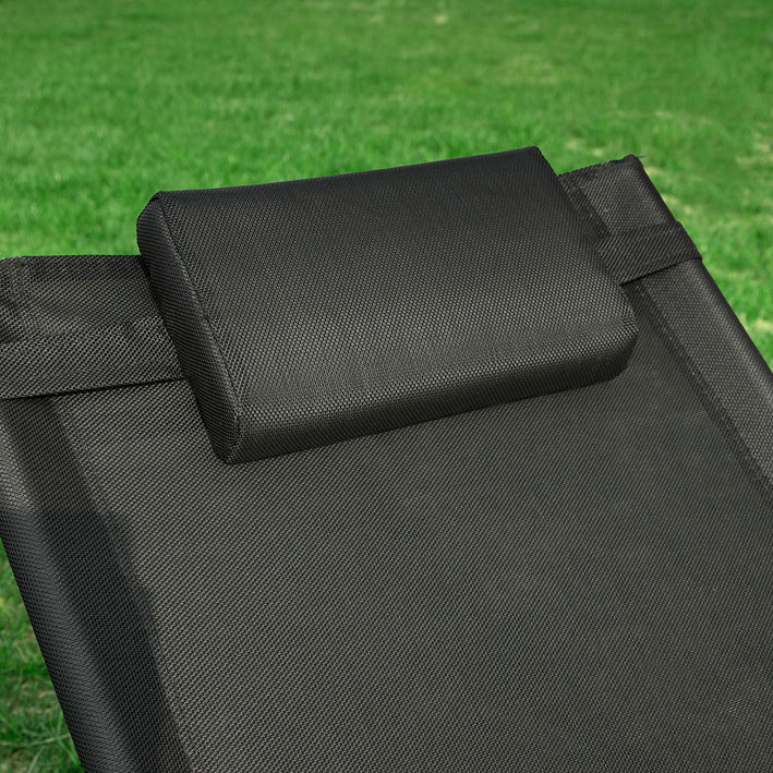 SoBuy Tuinstoel - Ligstoel Zwart - 63x66x172cm - OGS38-SCH