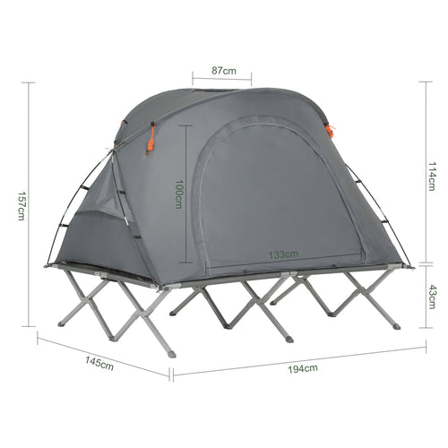 SoBuy Kampeertent - OGS60-L-HG - 2-Persoons - Opvouwbaar - Incl. Bed - 194 x 145 x 157 cm - Grijs