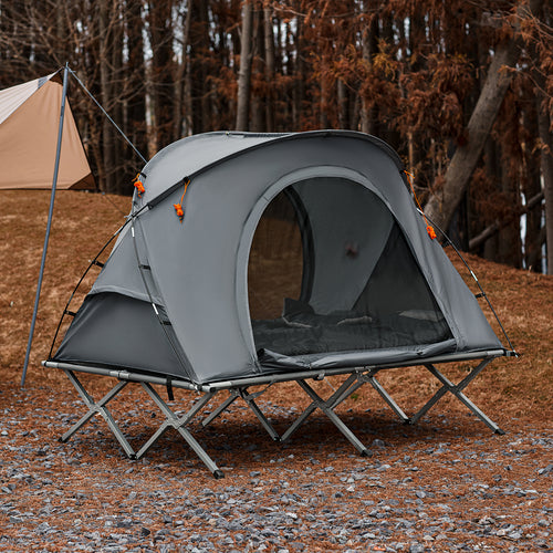SoBuy Kampeertent - OGS60-L-HG - 2-Persoons - Opvouwbaar - Incl. Bed - 194 x 145 x 157 cm - Grijs