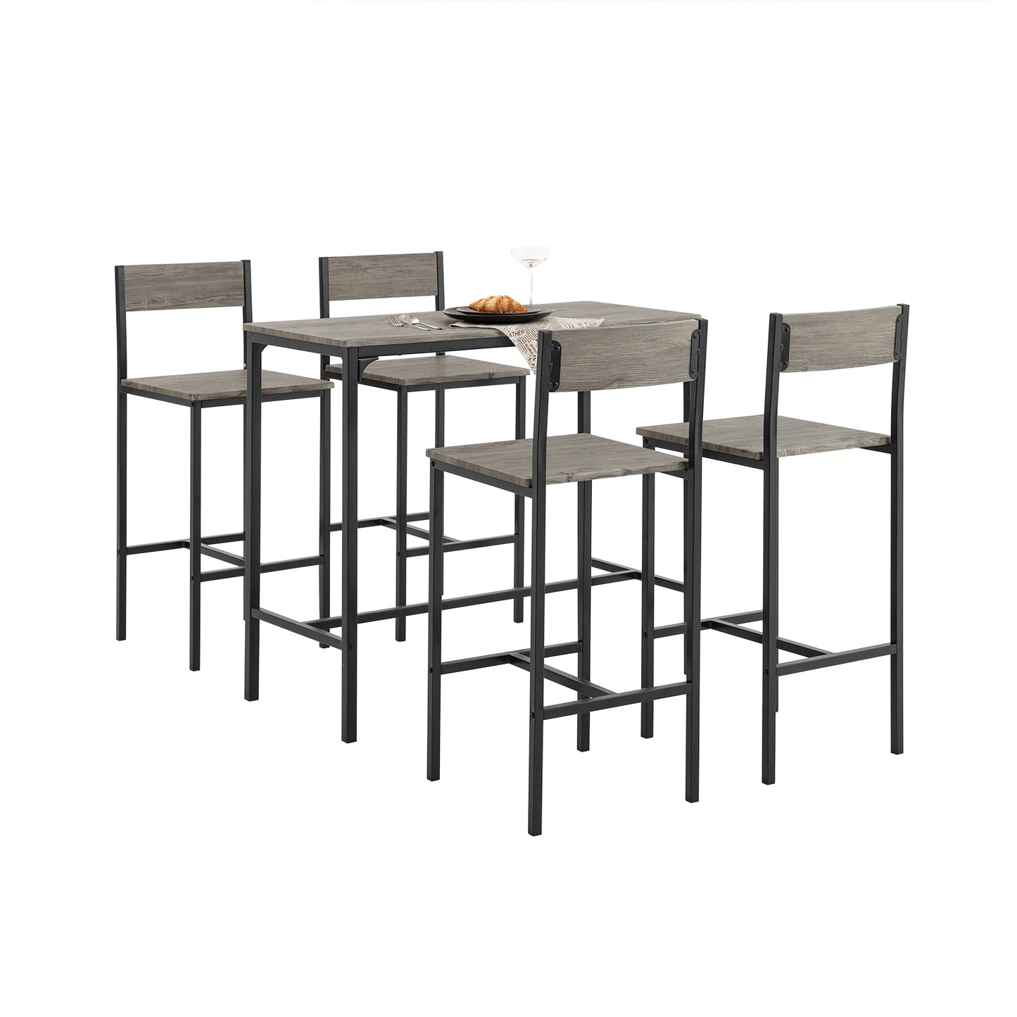 SoBuy Eettafelset OGT14-N - 1 Tafel met 4 Stoelen - 100 x 45 x 87 cm - MDF