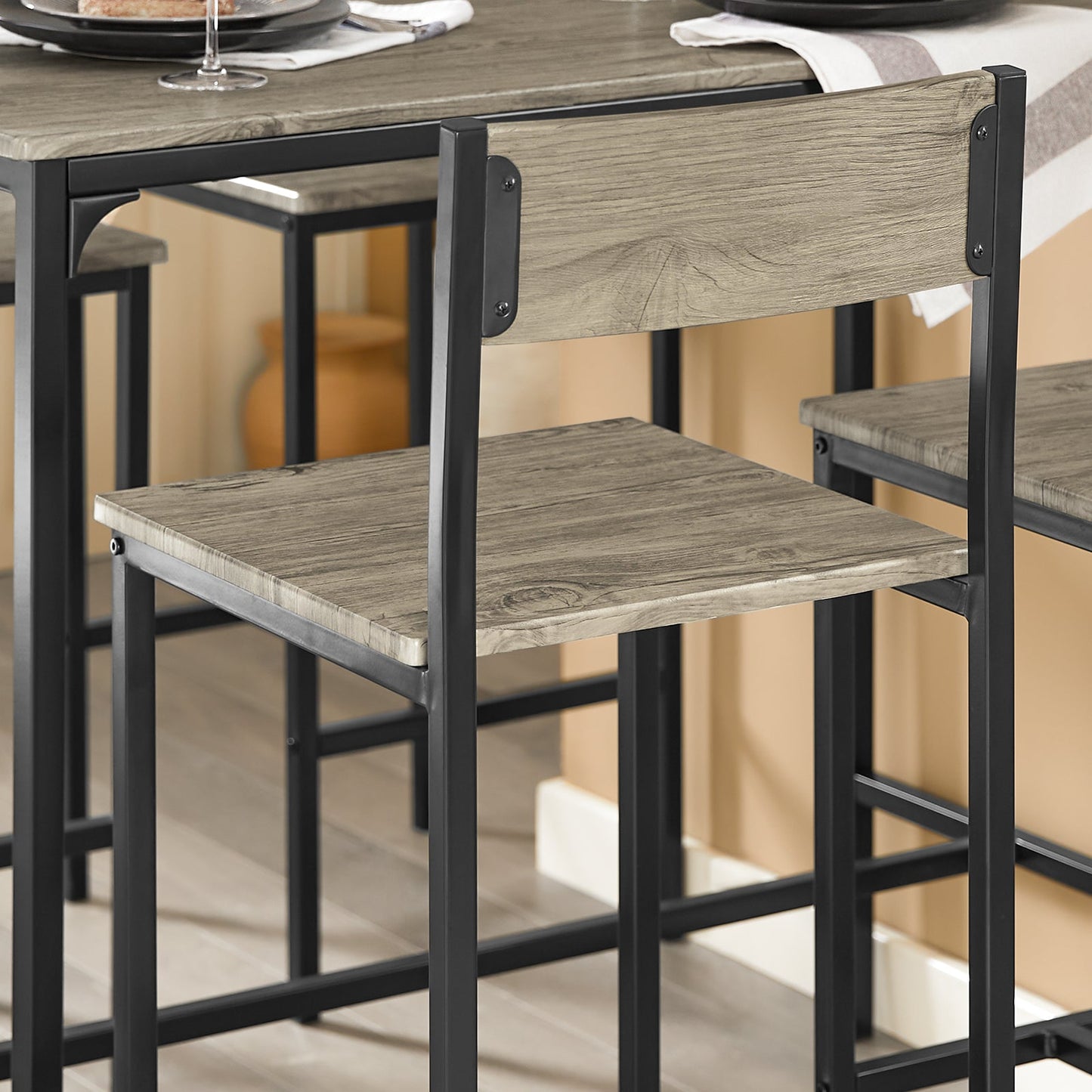 SoBuy Eettafelset OGT14-N - 1 Tafel met 4 Stoelen - 100 x 45 x 87 cm - MDF