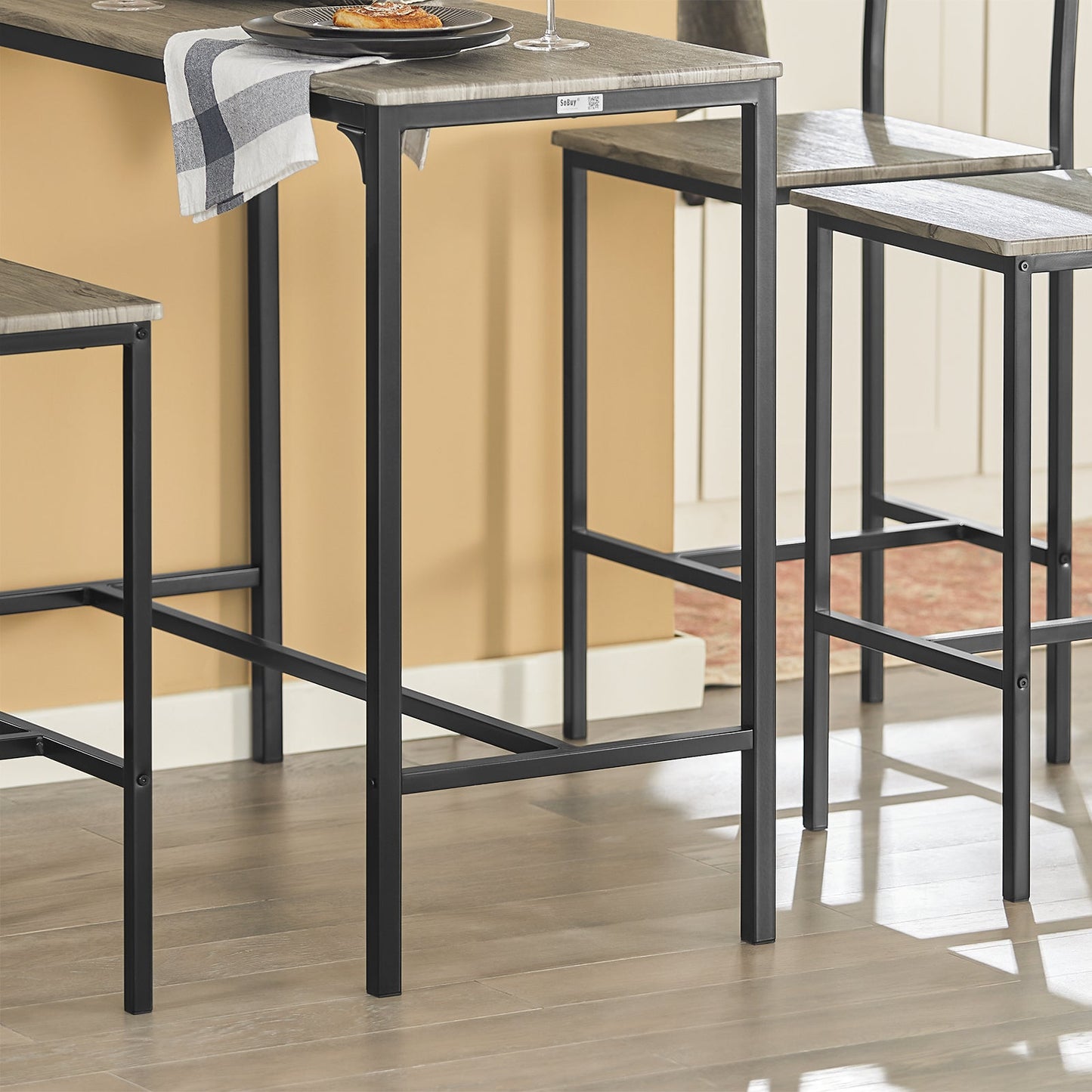 SoBuy Eettafelset OGT14-N - 1 Tafel met 4 Stoelen - 100 x 45 x 87 cm - MDF