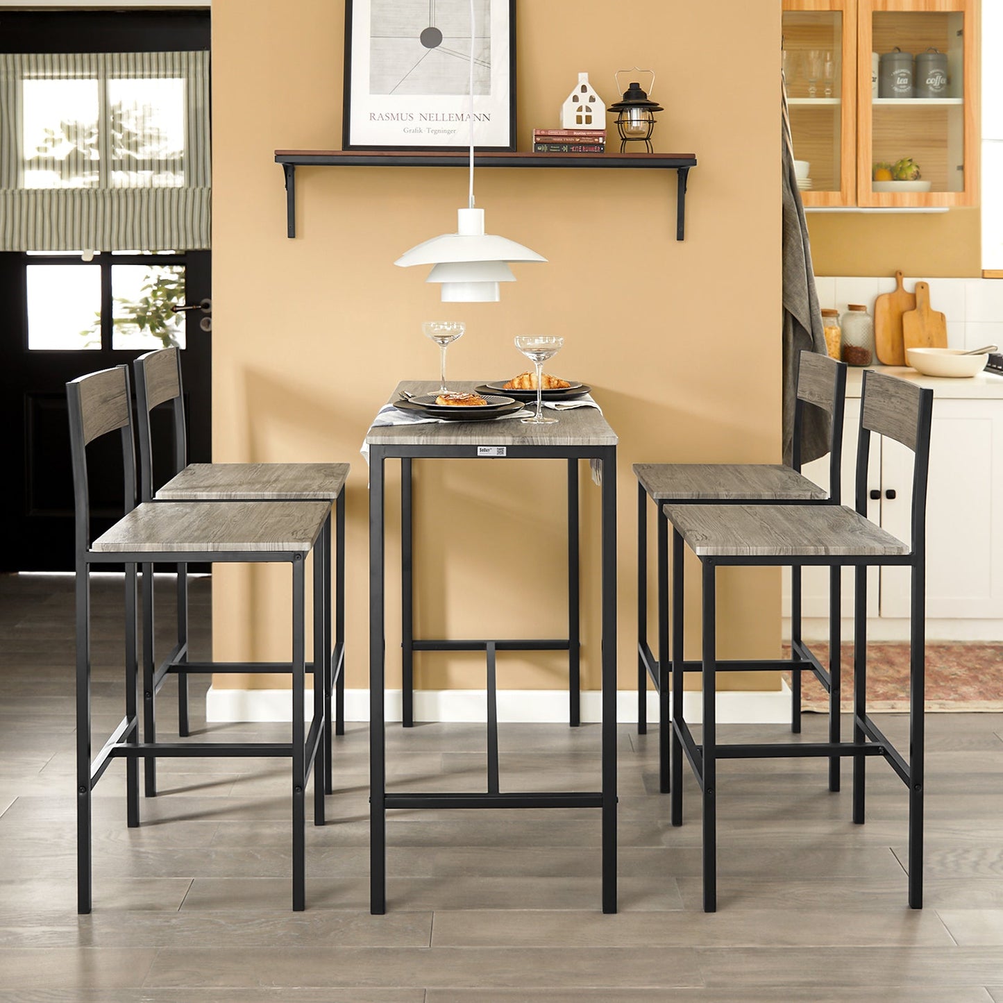 SoBuy Eettafelset OGT14-N - 1 Tafel met 4 Stoelen - 100 x 45 x 87 cm - MDF