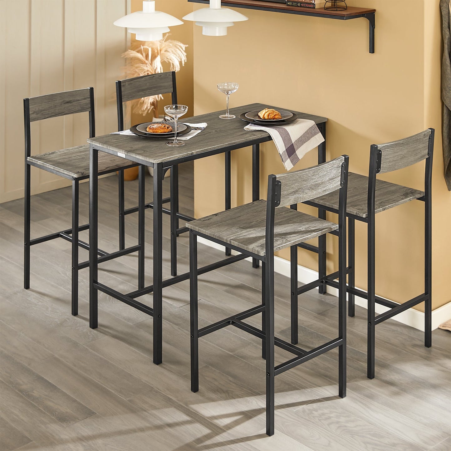 SoBuy Eettafelset OGT14-N - 1 Tafel met 4 Stoelen - 100 x 45 x 87 cm - MDF
