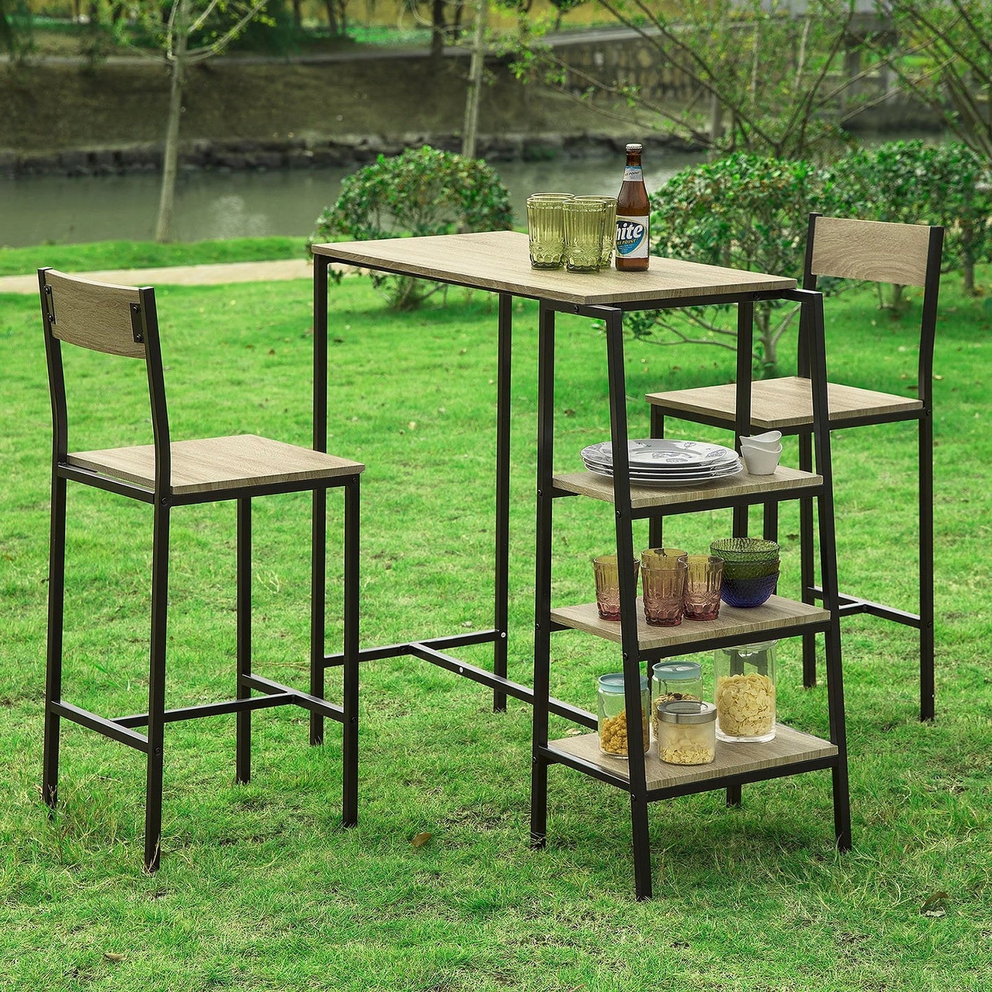 SoBuy Bartafel - OGT16-N - Set 3-delig - 110 x 100 x 45 cm