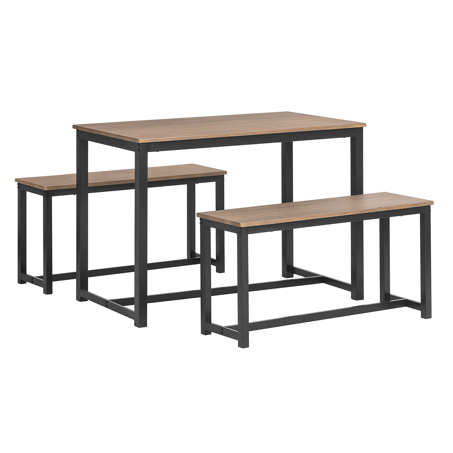 SoBuy Eettafel met 2 Banken - Max. 150 kg - 110 x 58 x 74 cm - Industrieel - Bruin / Zwart