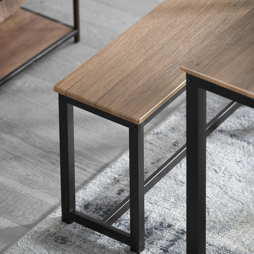 SoBuy Eettafel met 2 Banken - Max. 150 kg - 110 x 58 x 74 cm - Industrieel - Bruin / Zwart