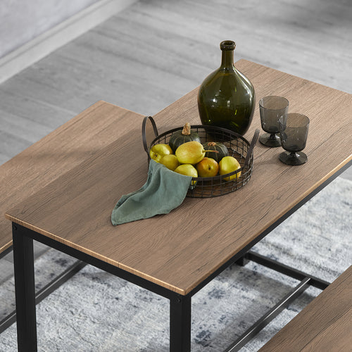 SoBuy Eettafel met 2 Banken - Max. 150 kg - 110 x 58 x 74 cm - Industrieel - Bruin / Zwart