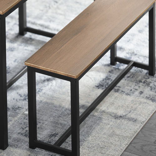 SoBuy Eettafel met 2 Banken - Max. 150 kg - 110 x 58 x 74 cm - Industrieel - Bruin / Zwart