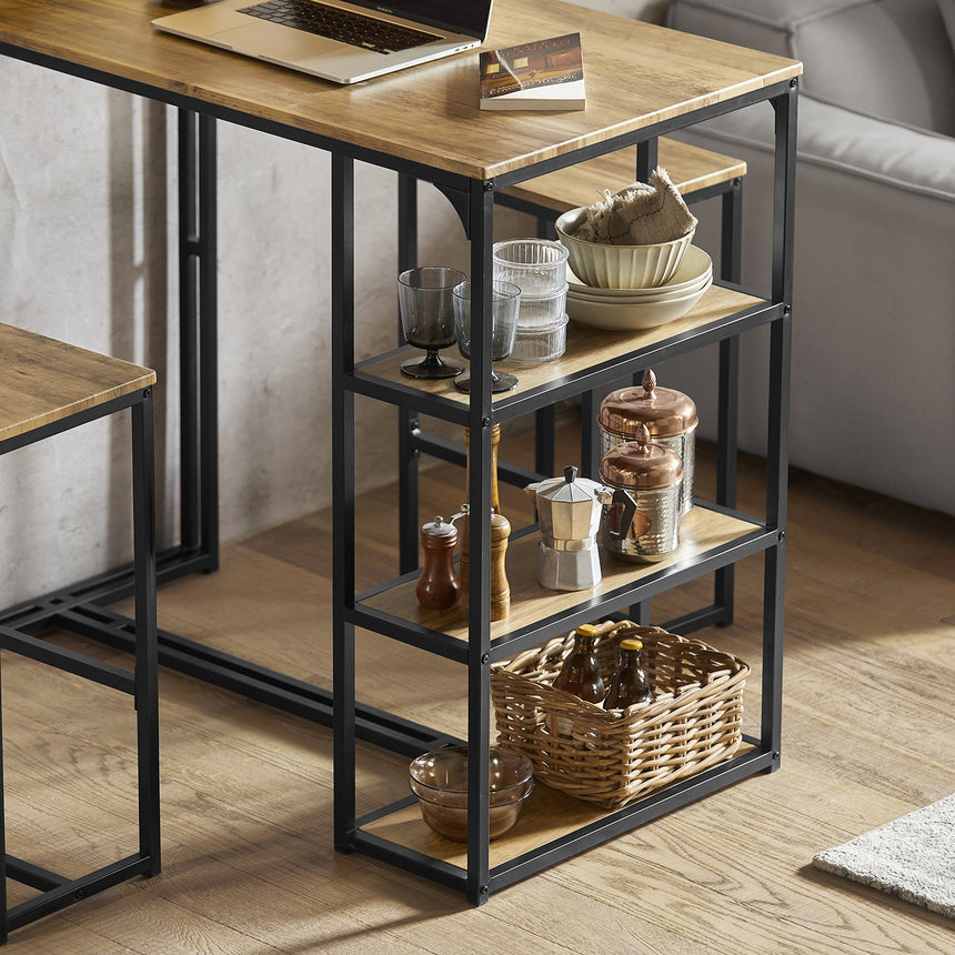 SoBuy OGT43-F Keukentafelset - Bruin Hoge Bartafel met Krukken