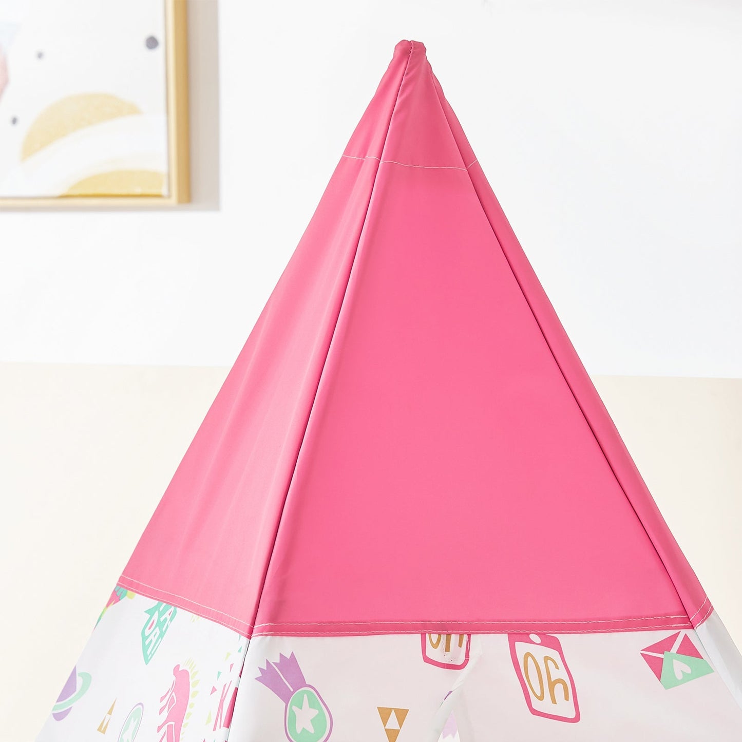 SoBuy OSS06 - Tipi Speeltent voor Kinderen - Met Draagtas - 133 x 133 x 153 cm - Wit/Roze