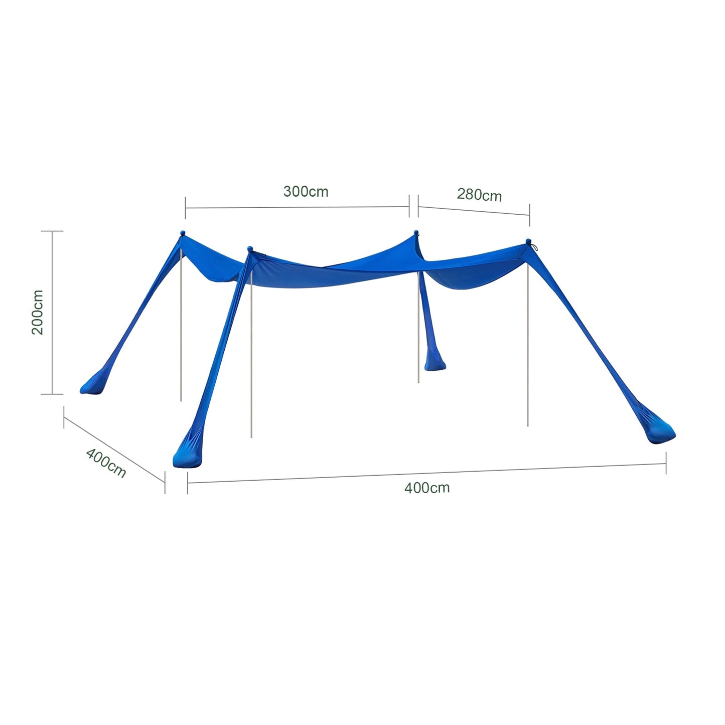 SoBuy OZT02-DB Strandtent 400x400x200 cm – Koningsblauw – Lycra Polyester – UPF 30 – Draagbare Strandluifel met Draagtas