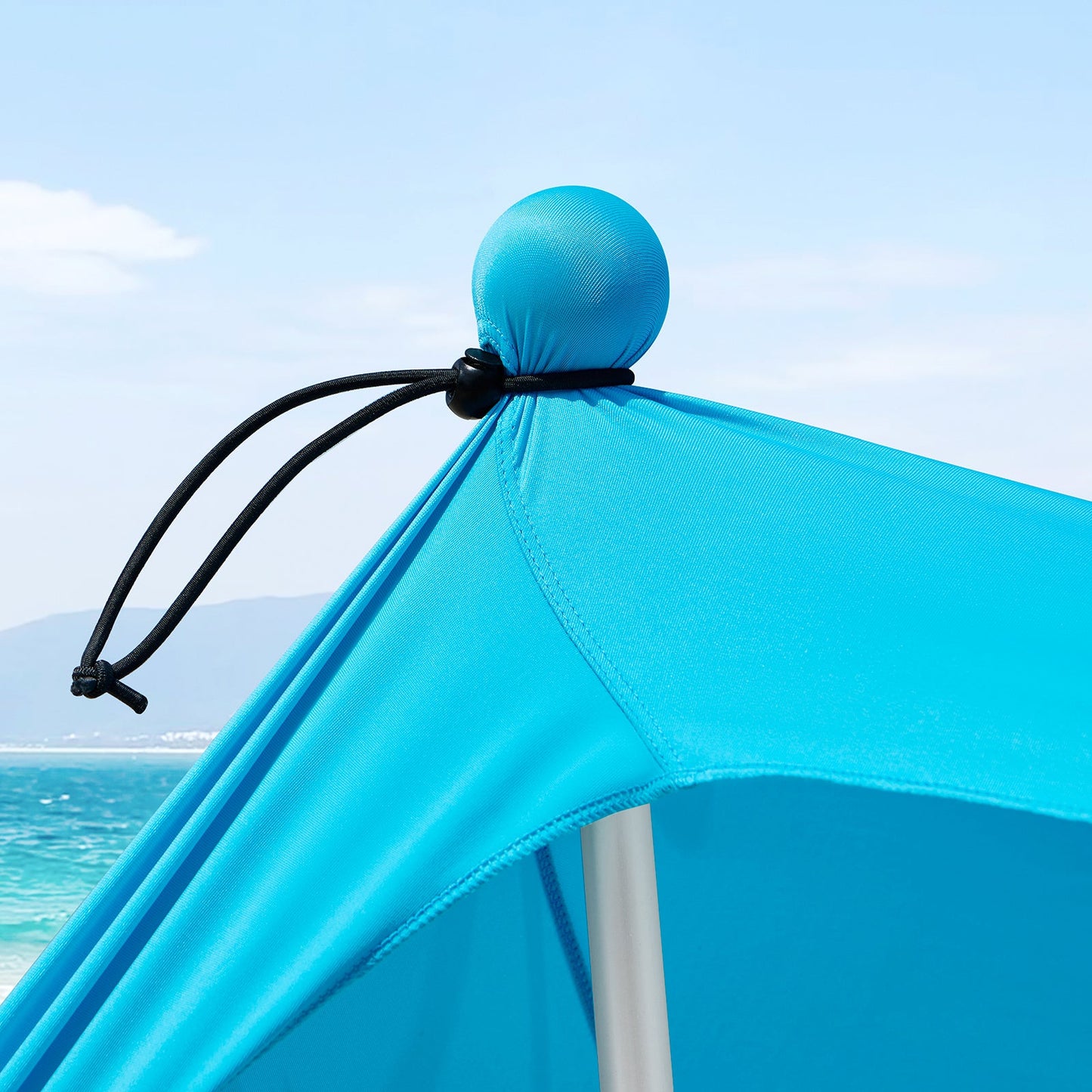 SoBuy Strandtent 400x400x200 cm Turkoois – Lycra Polyester Anti-UV UPF 30 – Draagbare Strandluifel met Draagtas
