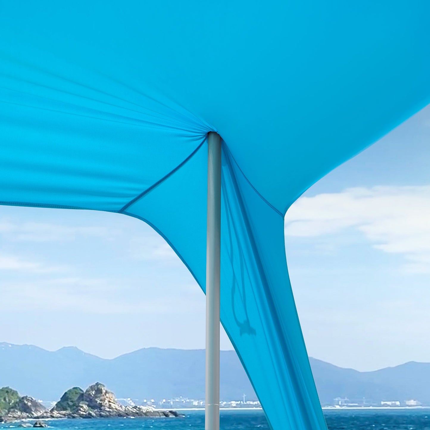 SoBuy Strandtent 400x400x200 cm Turkoois – Lycra Polyester Anti-UV UPF 30 – Draagbare Strandluifel met Draagtas