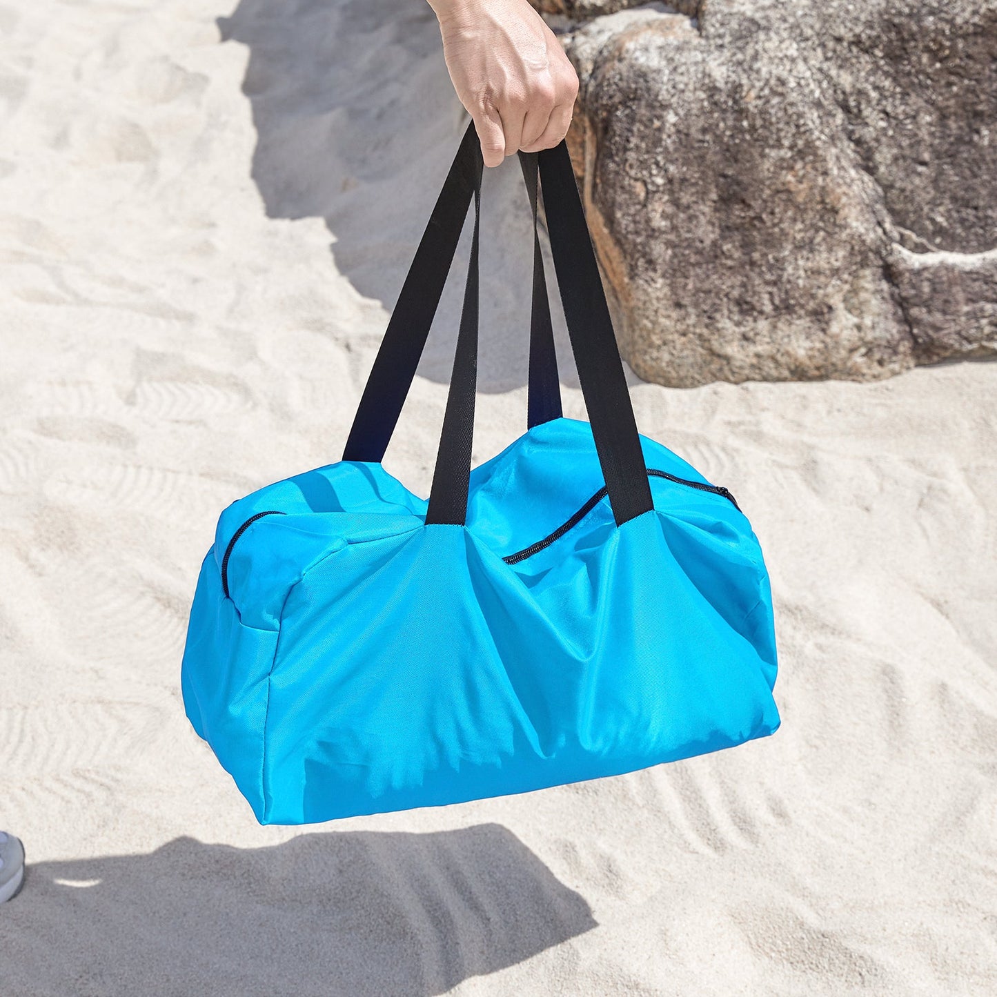 SoBuy Strandtent 400x400x200 cm Turkoois – Lycra Polyester Anti-UV UPF 30 – Draagbare Strandluifel met Draagtas