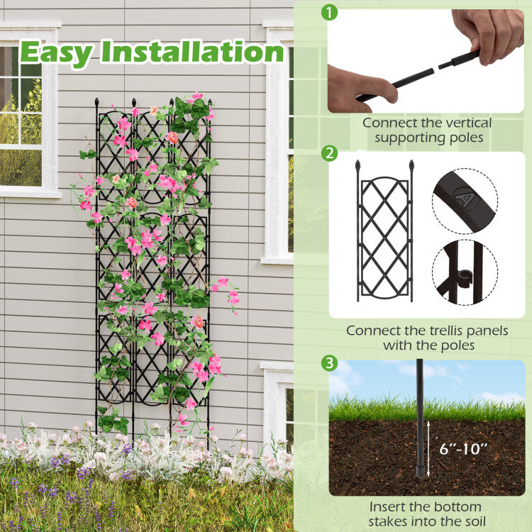 3-Pack Zwarte Plantsteunen voor Verhoogde Moestuin – 19 x 64 inch (48 x 164 cm)