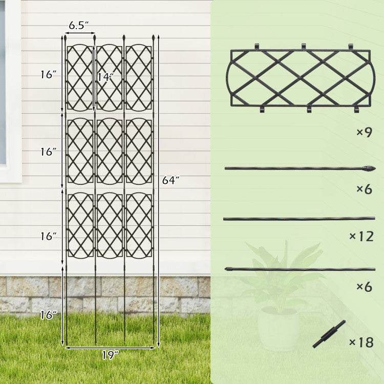 3-Pack Zwarte Plantsteunen voor Verhoogde Moestuin – 19 x 64 inch (48 x 164 cm)