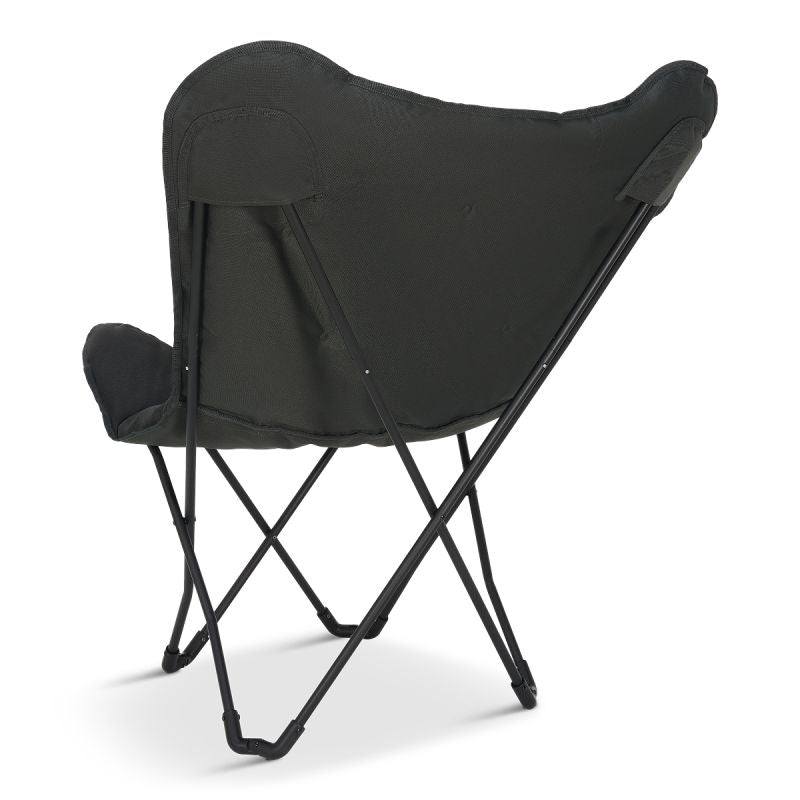 Trvlmore – Vlinderstoel Campingstoel – 82 x 70 x 92 cm – Voorzien Van 136 kg Draagvermogen En Inklapbaar Design En Inclusief Draagtas – Voor Camping En Tuin – Zwart Polyester En Staal