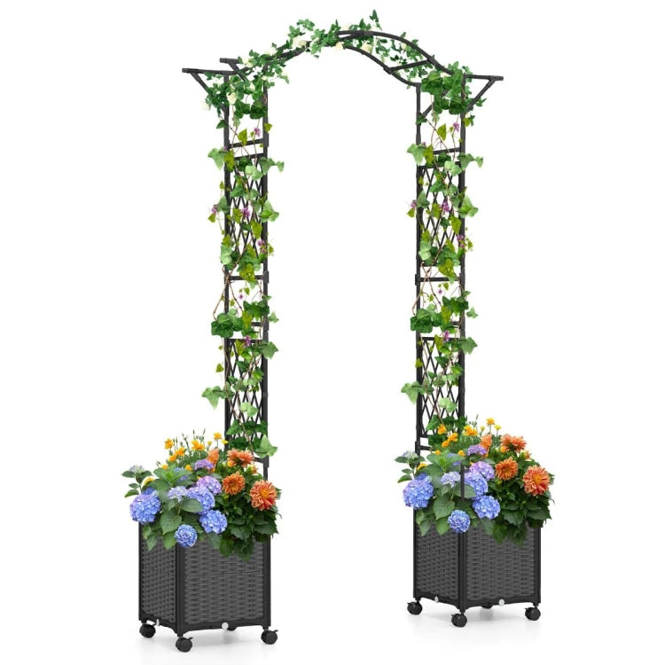 Coast Pergola - Klimrek - 2-in-1 - Plantenbakken - Zelfbewatering - 208x40x250 cm - Grijs