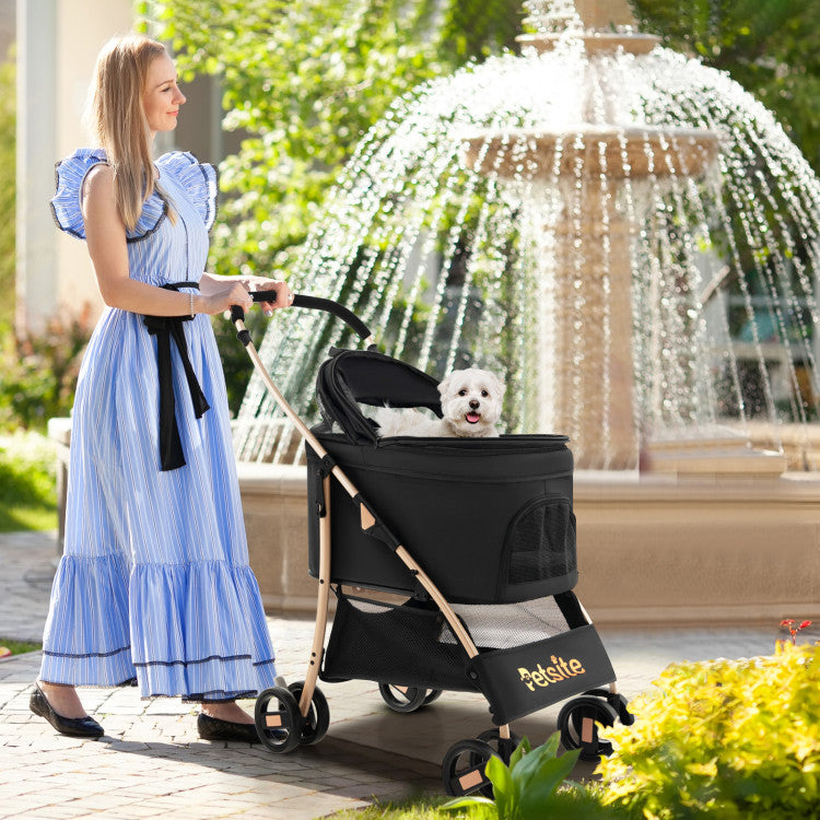 Coast 3-in-1 Hondenbuggy met Afneembaar Autostoeltje – Opvouwbaar – 88x48x98 cm – Grijs/Zwart