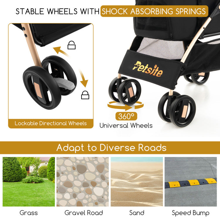 Coast 3-in-1 Hondenbuggy met Afneembaar Autostoeltje – Opvouwbaar – 88x48x98 cm – Grijs/Zwart
