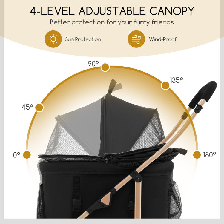 Coast 3-in-1 Hondenbuggy met Afneembaar Autostoeltje – Opvouwbaar – 88x48x98 cm – Grijs/Zwart