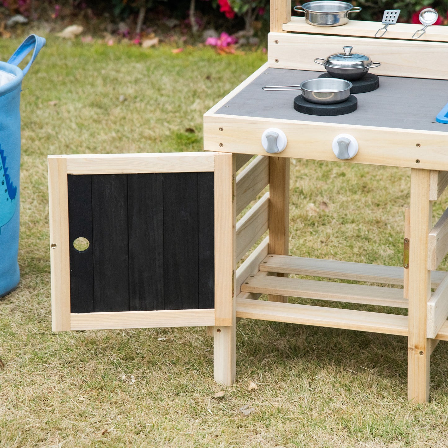 HOMCOM Kinderkeuken – Compleet Speelkeukentje met Accessoires – Grijs/Zwart – 82 x 30 x 85 cm