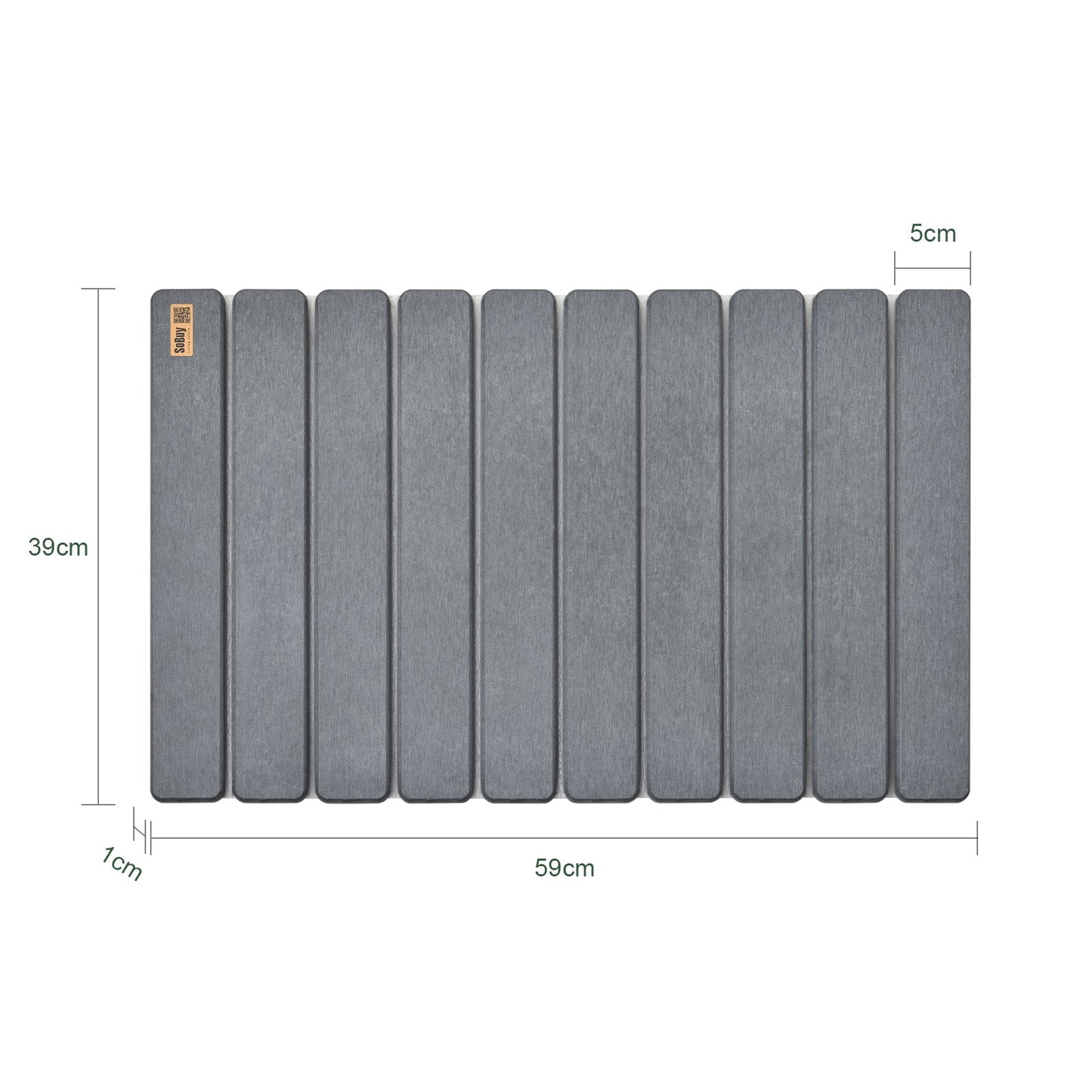SoBuy SDA10-HG Antislip badmat van diatomeeënaarde - Grijs - 59 x 39 x 1 cm