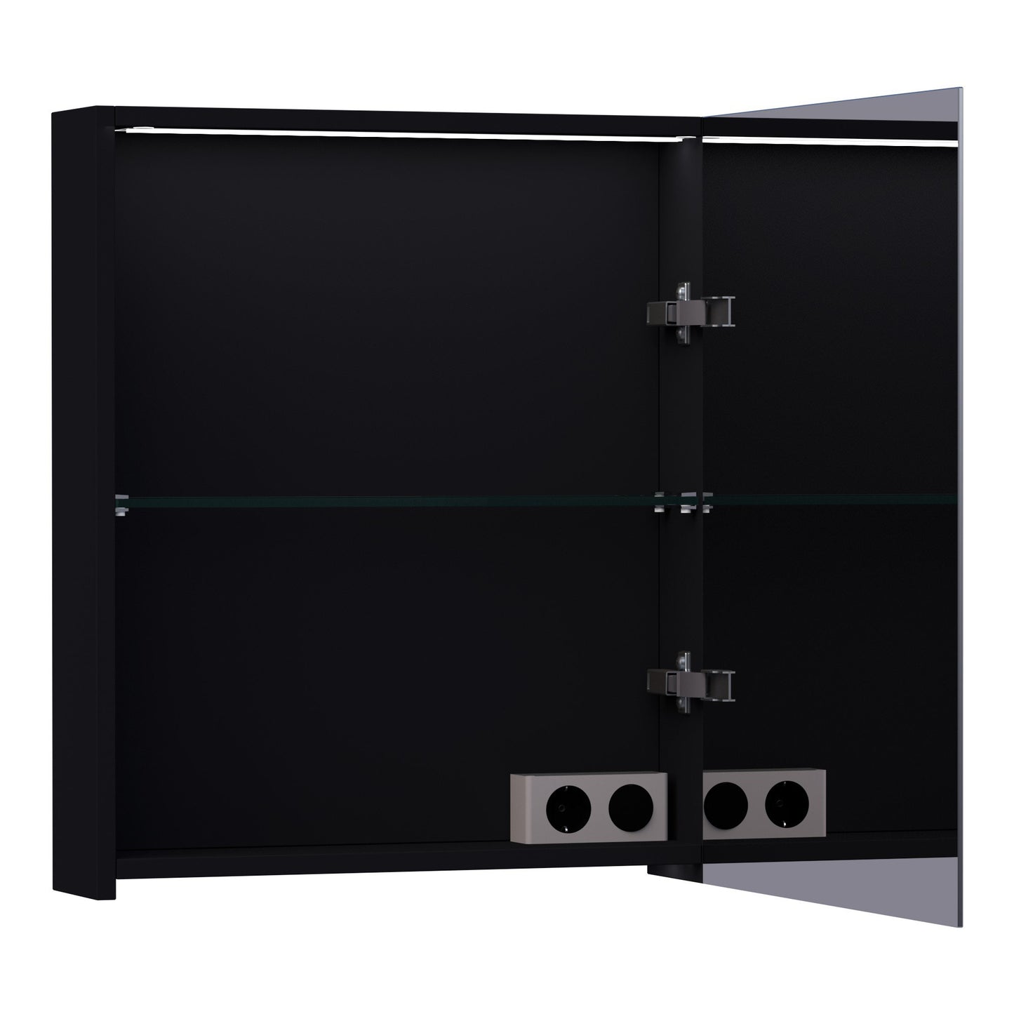 Brauer Dual 60 spiegelkast - 60 cm - zwart - met verlichting en dubbele spiegel