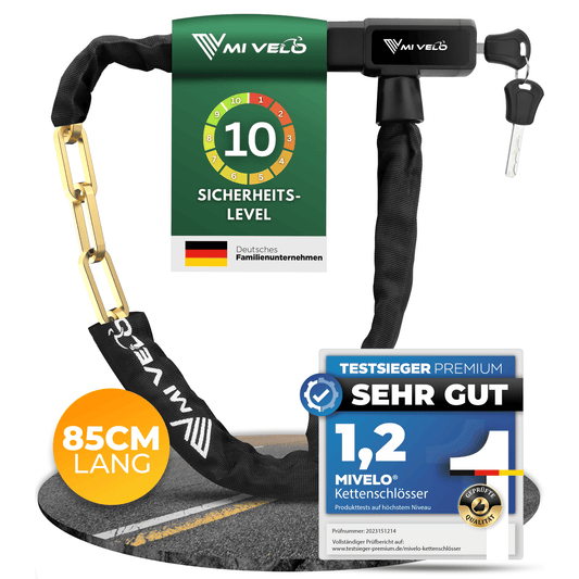 MIVELO Fietsketting – Sleutelslot – 85 cm – Staal – Zwart