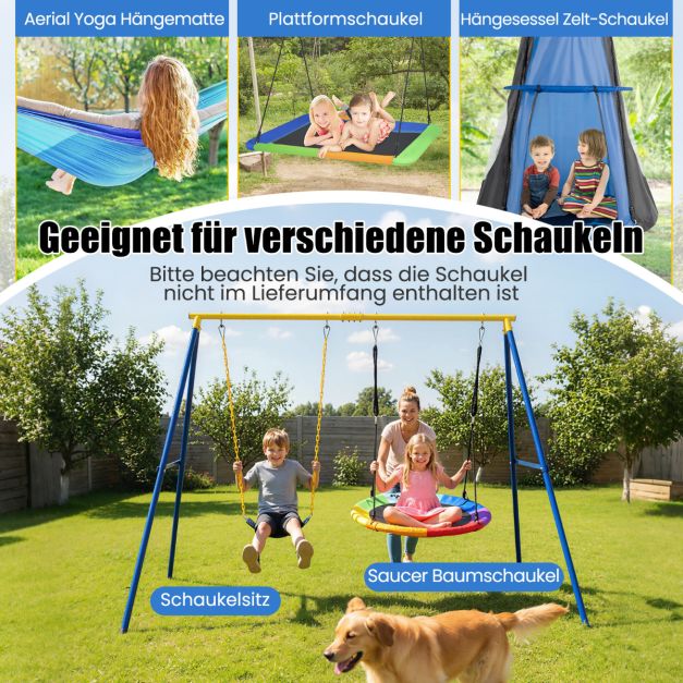 Coast Schommelframe A-Frame – Dubbel Schommelrek 249 x 185 x 181,5 cm – Blauw/Geel