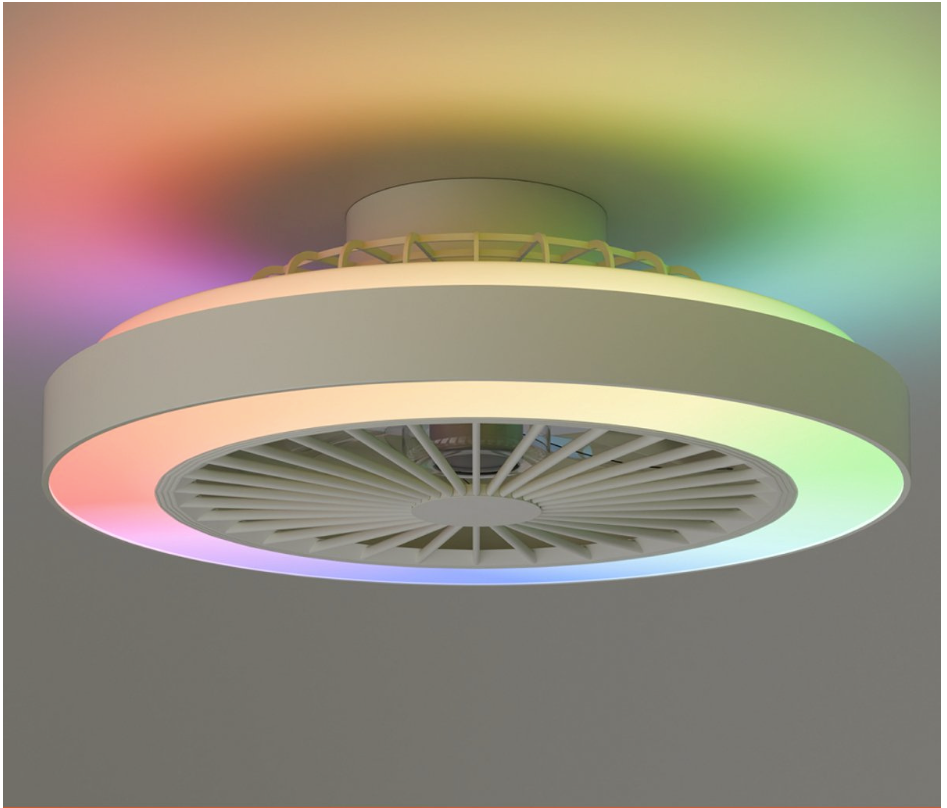 Nolt Plafondventilator met RGB Verlichting - Plafondlamp Ventilator - Plafonniere - LED RGBW - Tuya Wifi Smart - Afstandsbediening - ⌀ 50cm - Wit