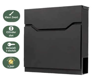 Brasq Brievenbus - Premium PB300 - Gegalvaniseerd Staal - Zwart