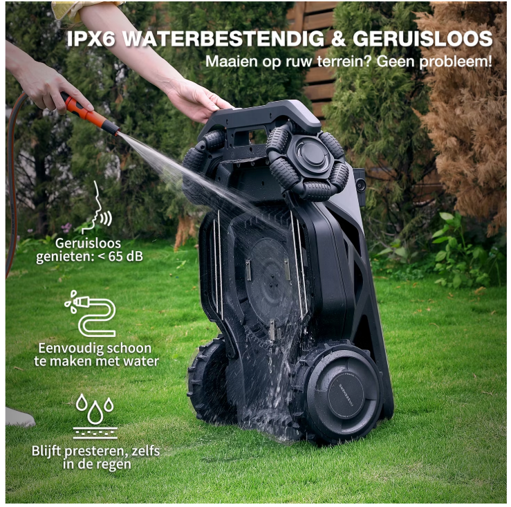 Airseekers Tron 360 AI Robotmaaier – RTK & 360° Cameranavigatie – Mulch Systeem – Tot 2400 m² – Zwart/Grijs