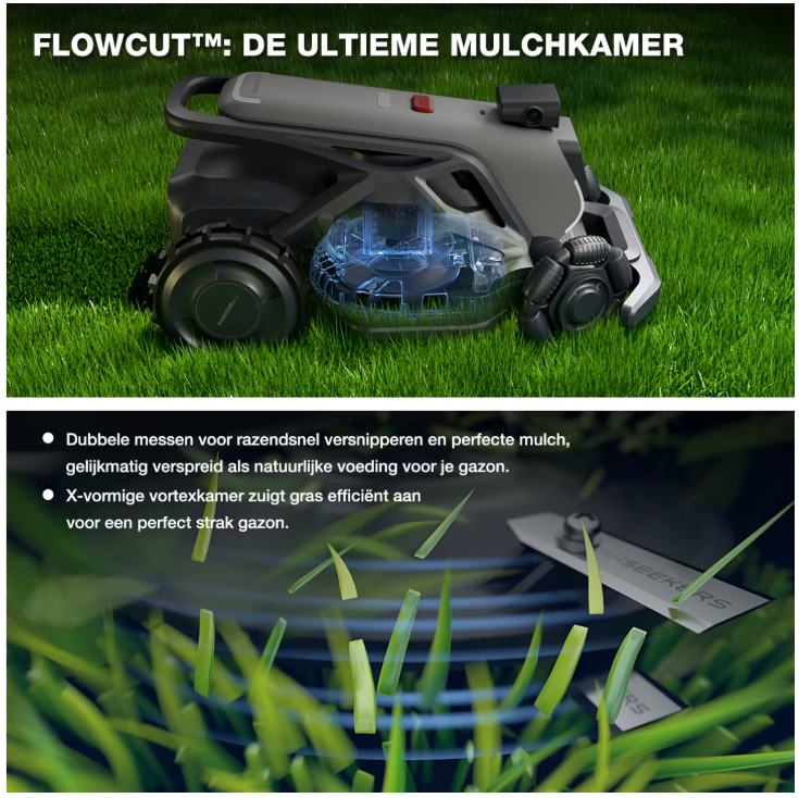 Airseekers Tron 360 AI Robotmaaier – RTK & 360° Cameranavigatie – Mulch Systeem – Tot 2400 m² – Zwart/Grijs