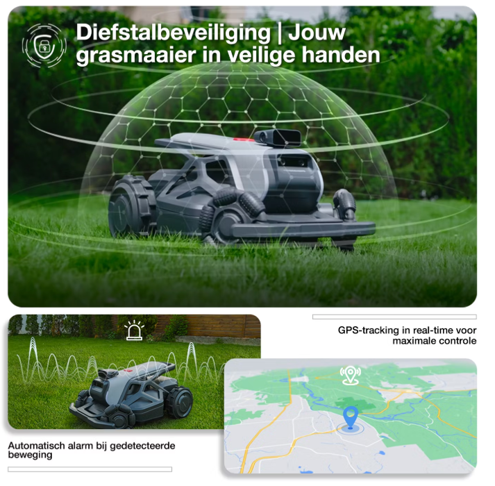 Airseekers Tron 360 AI Robotmaaier – RTK & 360° Cameranavigatie – Mulch Systeem – Tot 2400 m² – Zwart/Grijs