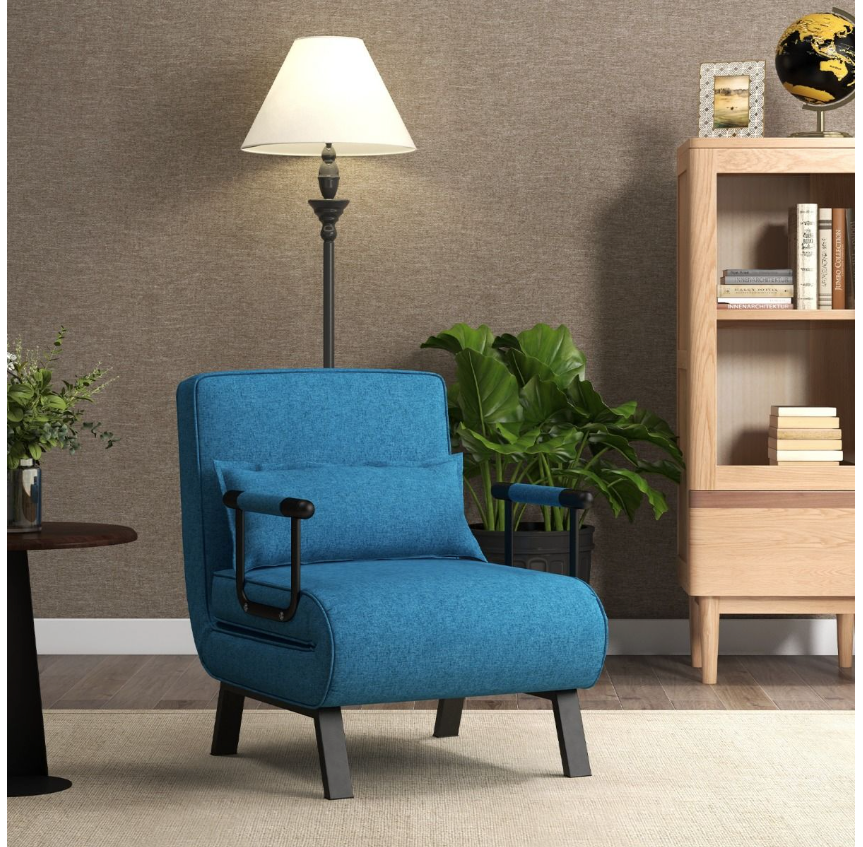 Coast Slaapstoel Slaapbank - 4-in-1, 5-standen Verstelbaar, Max. 150 kg - L 184 cm - Linnen/Metaal - Blauw