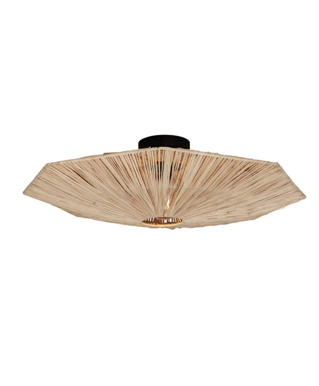 Good & Mojo - Plafondlamp Panama - Ø65 x 20 cm - Raffia - Kleur Naturel - Duurzaam Design - E27 Fitting - Handgemaakt