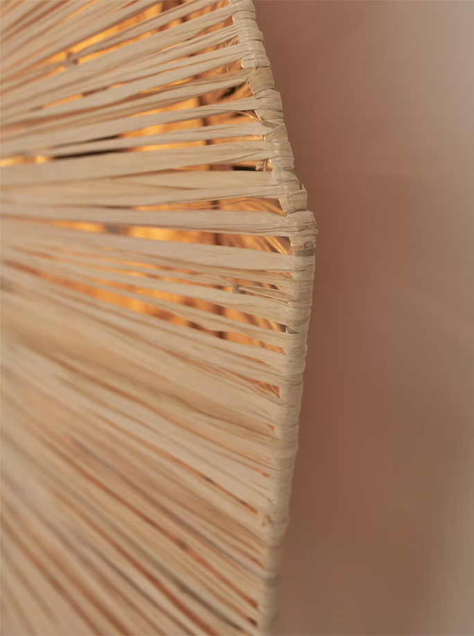 Good & Mojo - Plafondlamp Panama - Ø65 x 20 cm - Raffia - Kleur Naturel - Duurzaam Design - E27 Fitting - Handgemaakt