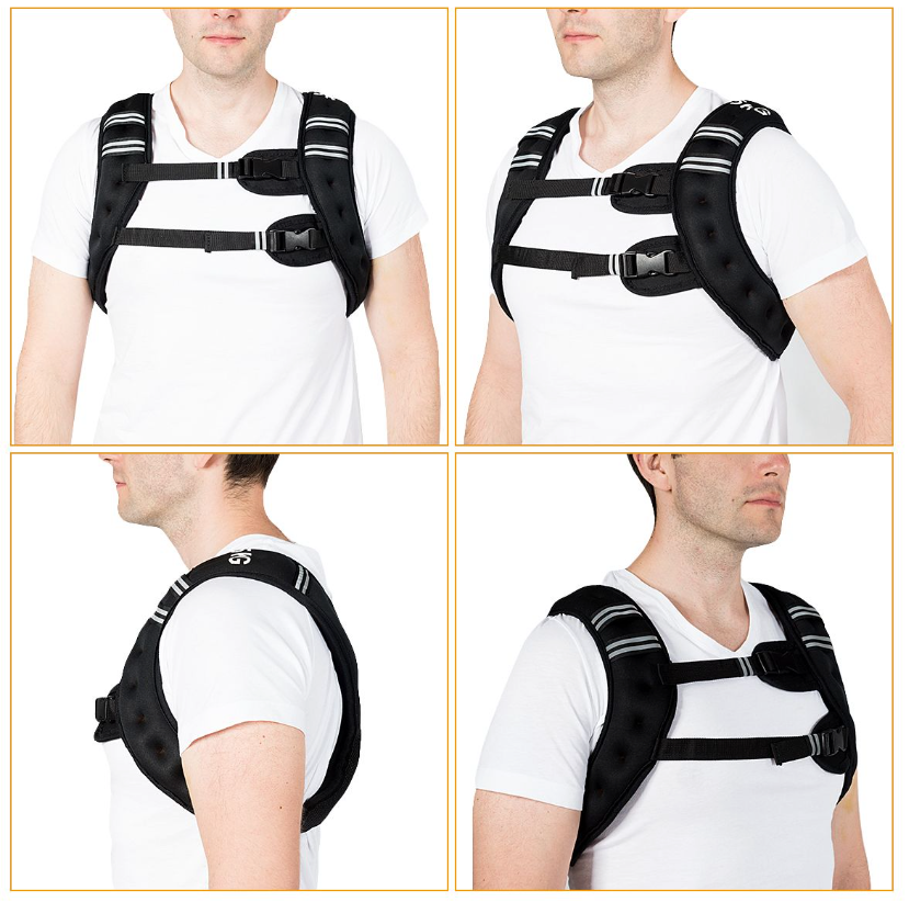 Coast gewicht vest 5 kg lichaamsgewicht vest sportvest met reflectoren en het instellen van riemen zwart