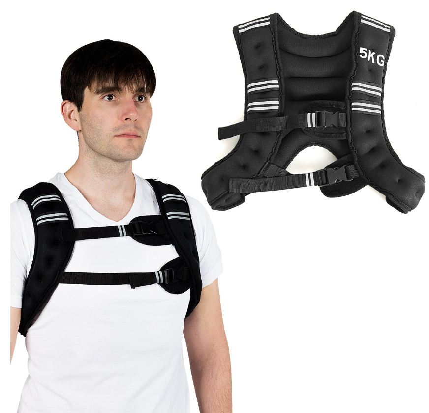 Coast gewicht vest 5 kg lichaamsgewicht vest sportvest met reflectoren en het instellen van riemen zwart
