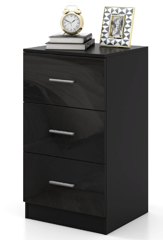 Coast - Dossierkast Met 3 Laden - 37,1 x 34,2 x 66,5 cm - Zwart & Hout Composiet - 55 kg Draagvermogen - Voor Kantoor & Thuiswerkplek