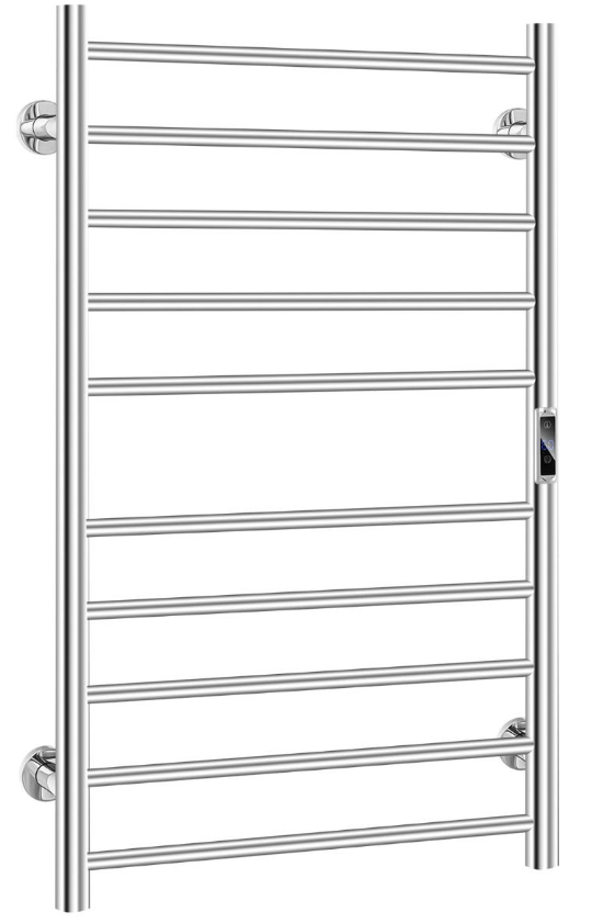 Coast - Handdoekenwarmer Elektrisch - 53 x 11 x 86 cm - Zilver & Roestvrij Staal - 120 W Vermogen - Met LED-display & 8 Uur Timer - Wandmontage