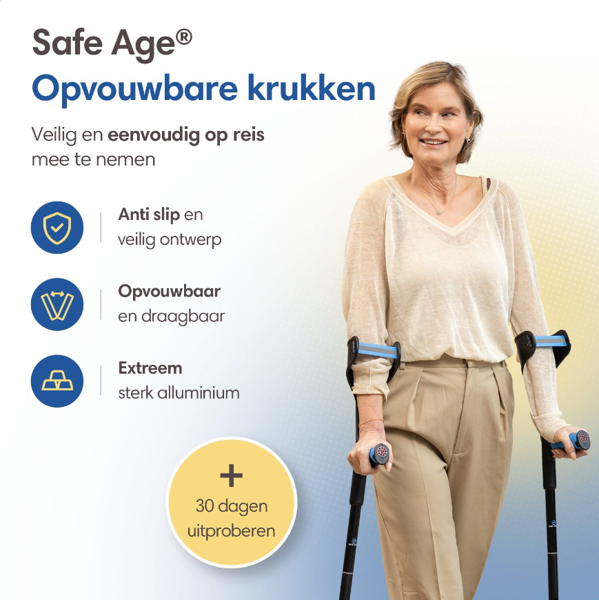 SafeLife® - Loopkrukken & Elleboogkrukken Set - 2 stuks - In Hoogte Verstelbaar - Zwart Aluminium & Kunststof - Ergonomisch Design - Stabiel & Lichtgewicht