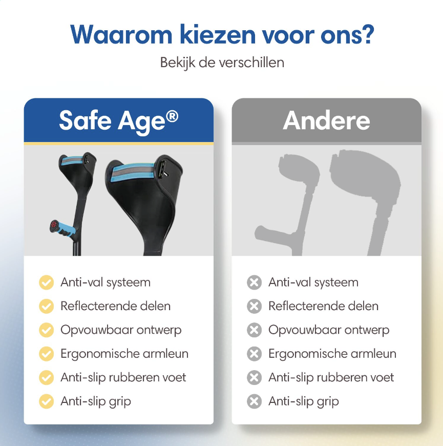 SafeLife® - Loopkrukken & Elleboogkrukken Set - 2 stuks - In Hoogte Verstelbaar - Zwart Aluminium & Kunststof - Ergonomisch Design - Stabiel & Lichtgewicht