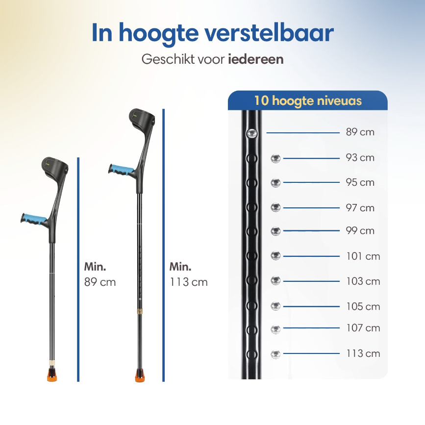 SafeLife® - Loopkrukken & Elleboogkrukken Set - 2 stuks - In Hoogte Verstelbaar - Zwart Aluminium & Kunststof - Ergonomisch Design - Stabiel & Lichtgewicht