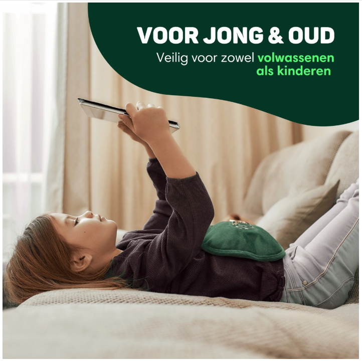Vulpes Goods® - Elektrische Kruik - Zacht Groen Flanel - Digitaal Display - Incl. Handwarmer, Voetenwarmer & Verwarmingsband - Oplaadbaar & Draadloos - Tegen Menstruatieklachten