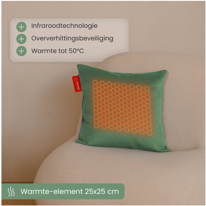 AURONIC - Elektrisch Kussen - Classic 45x45 - Infrarood - Warmtekussen Pastel Groen